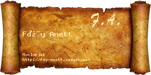 Fáy Anett névjegykártya